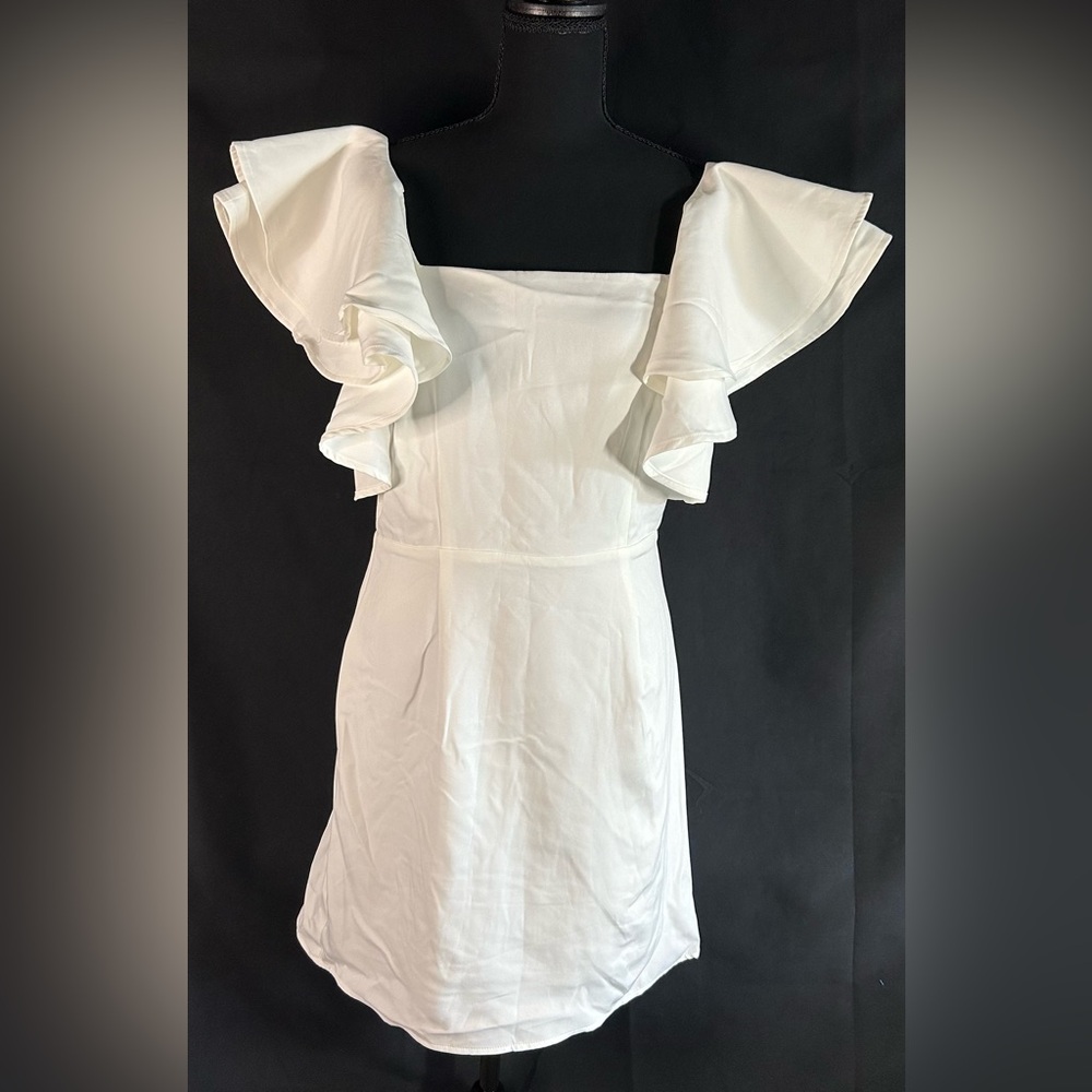 TCEC White Ruffle Midi Dress - Picture 1 of 5